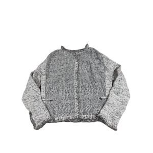 Nic+Zoe Women’s Blazer Knit Open Front Office Career Gray Cream Large